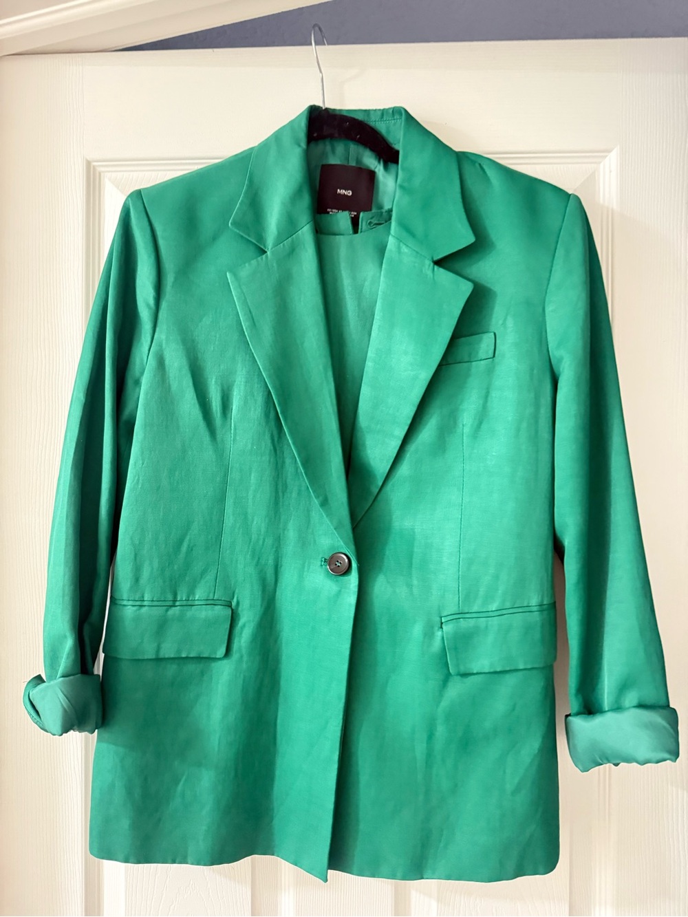 Mango Green Single-Button Blazer and button up tank